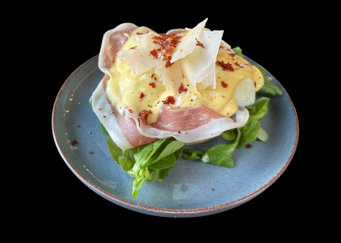 Tostada Jamón huevo poché